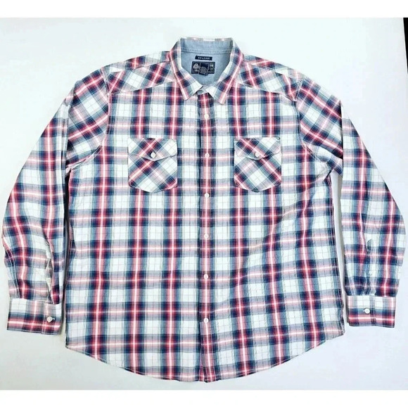 American Rag Size 2XL Men's Red White Blue Check Long Sleeve Cotton Shirt - Picture 1 of 10